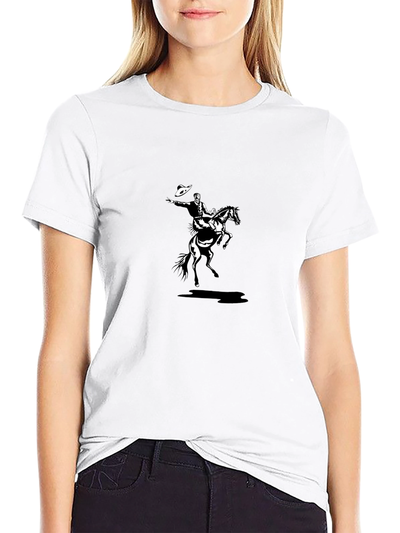 Cowboy Riding Horse T-Shirt - Black Graphic Tee