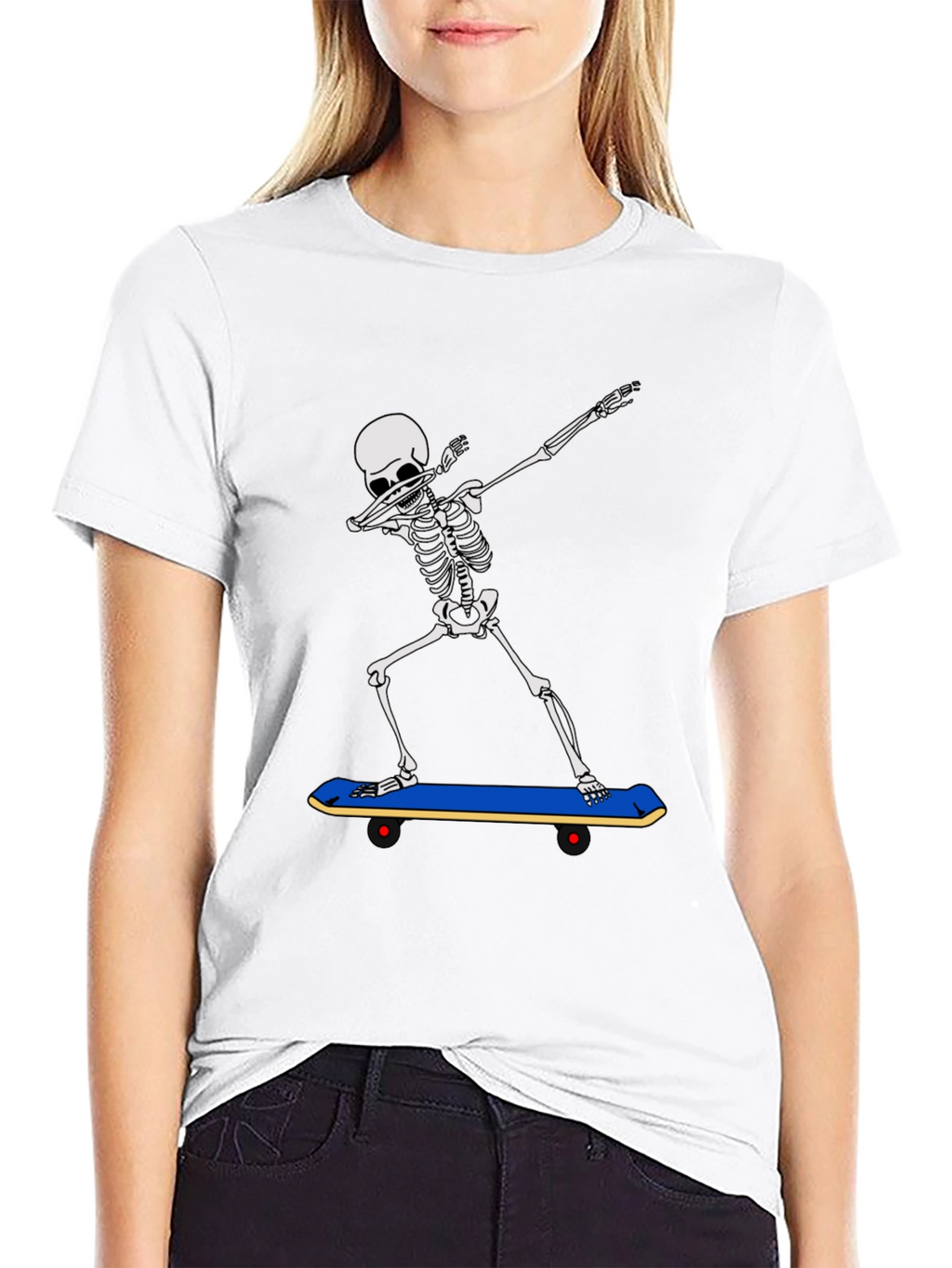 Skeleton Dabbing on Skateboard Graphic Tee