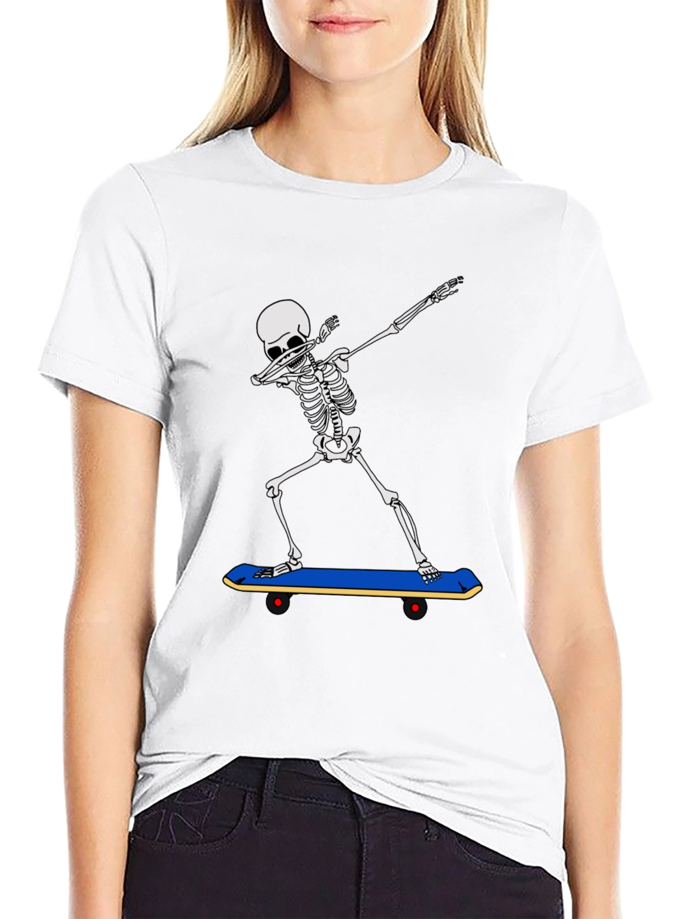Skeleton Dabbing on Skateboard Graphic Tee