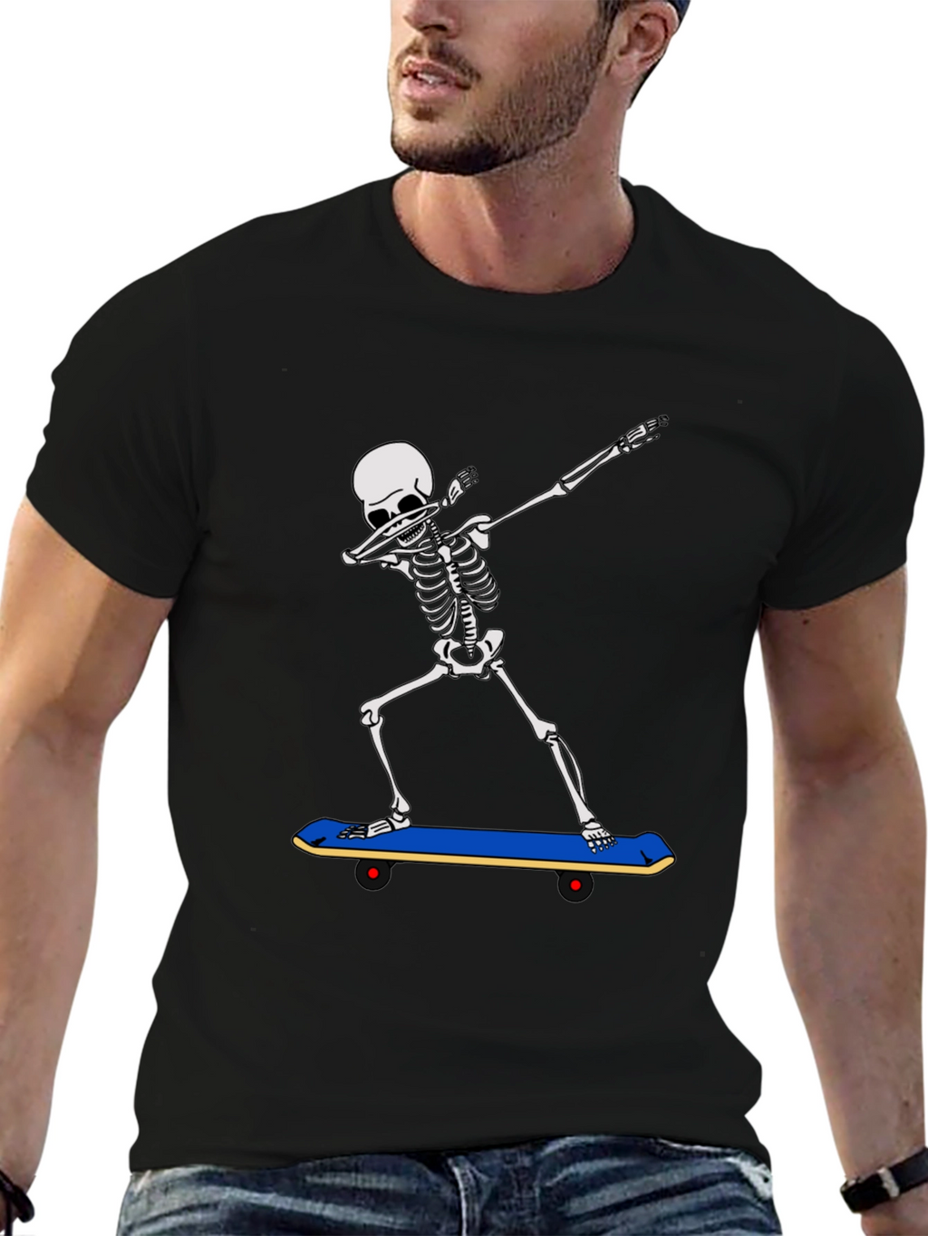 Skeleton Dabbing on Skateboard Graphic Tee