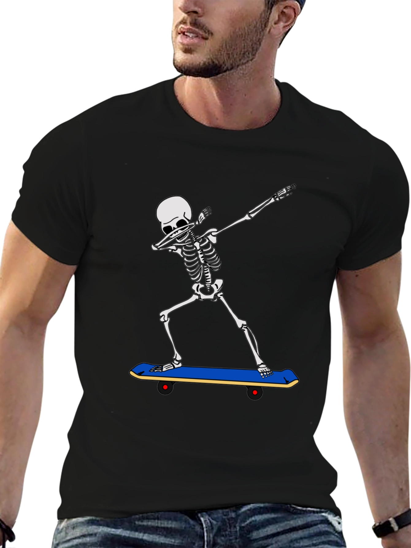 Skeleton Dabbing on Skateboard Graphic Tee