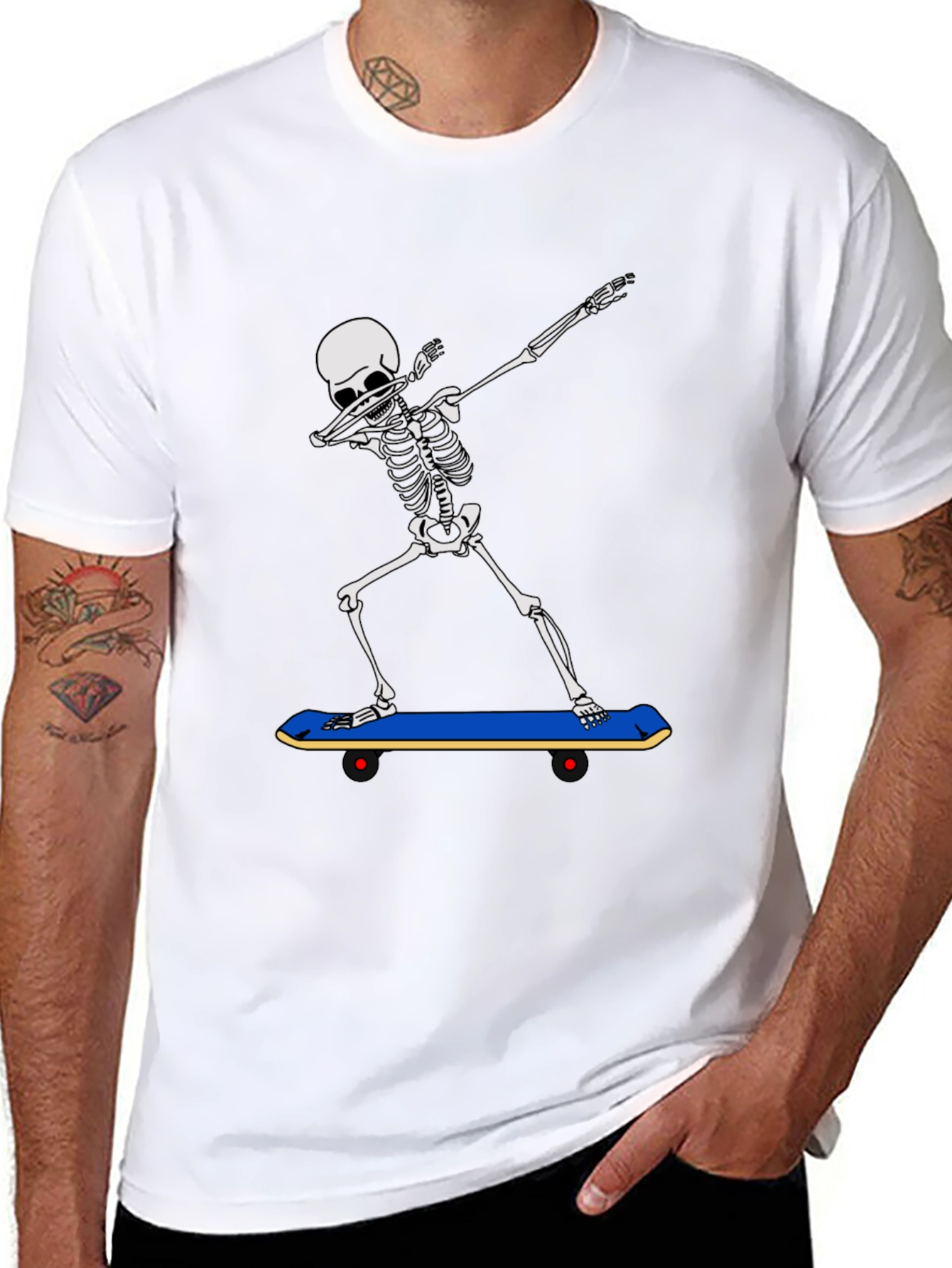 Skeleton Dabbing on Skateboard Graphic Tee