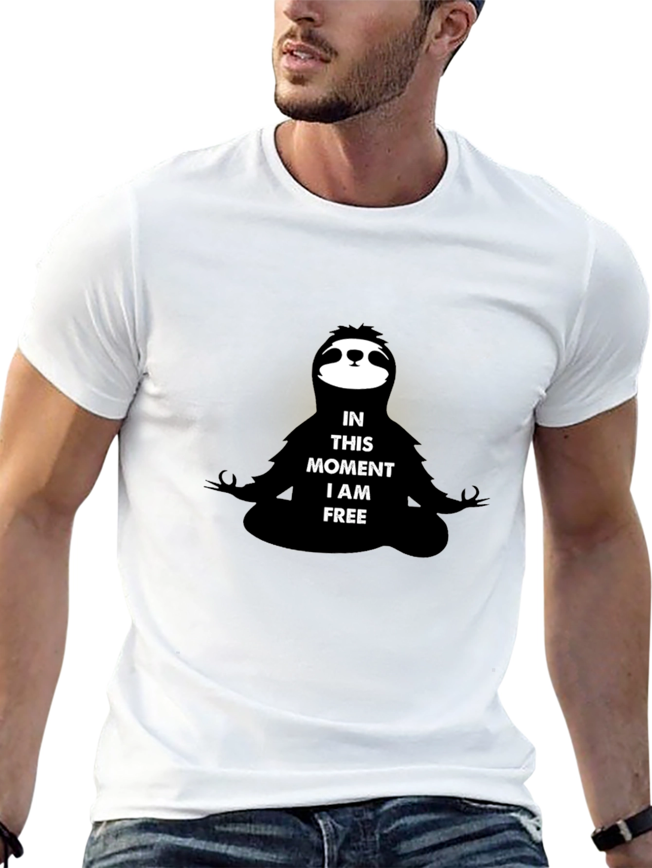 Meditating Sloth Graphic Tee - Relaxed Fit