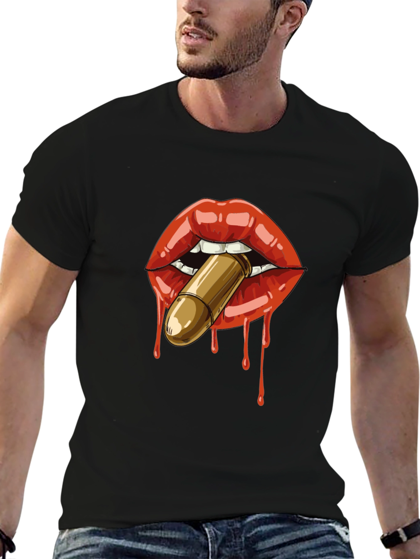 Lips Bullet Black T-Shirt