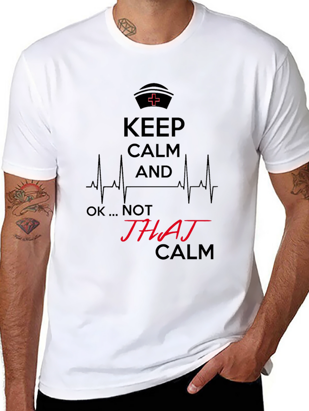 Keep Calm Not JHAJ Calm Mens Black Graphic T-Shirt