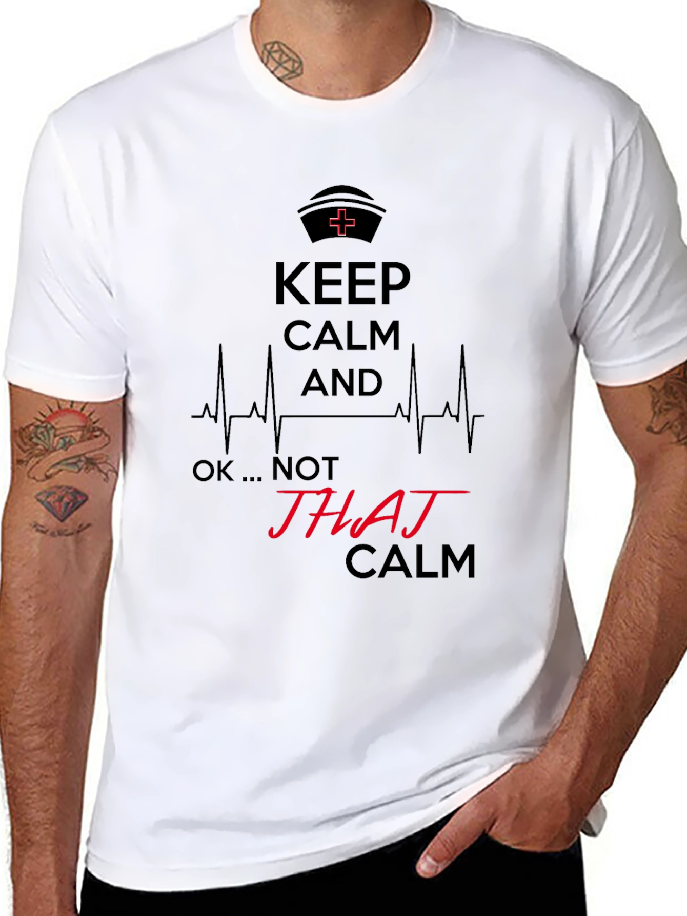 Keep Calm Not JHAJ Calm Mens Black Graphic T-Shirt