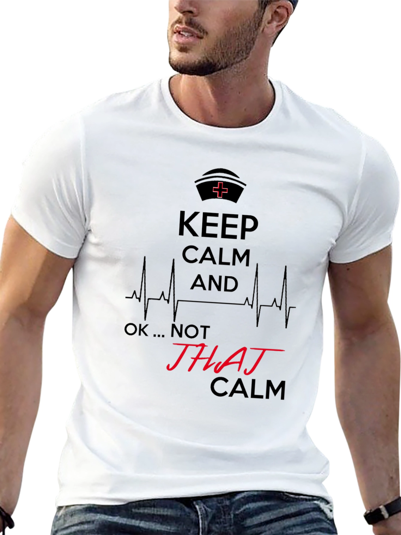 Keep Calm Not JHAJ Calm Mens Black Graphic T-Shirt
