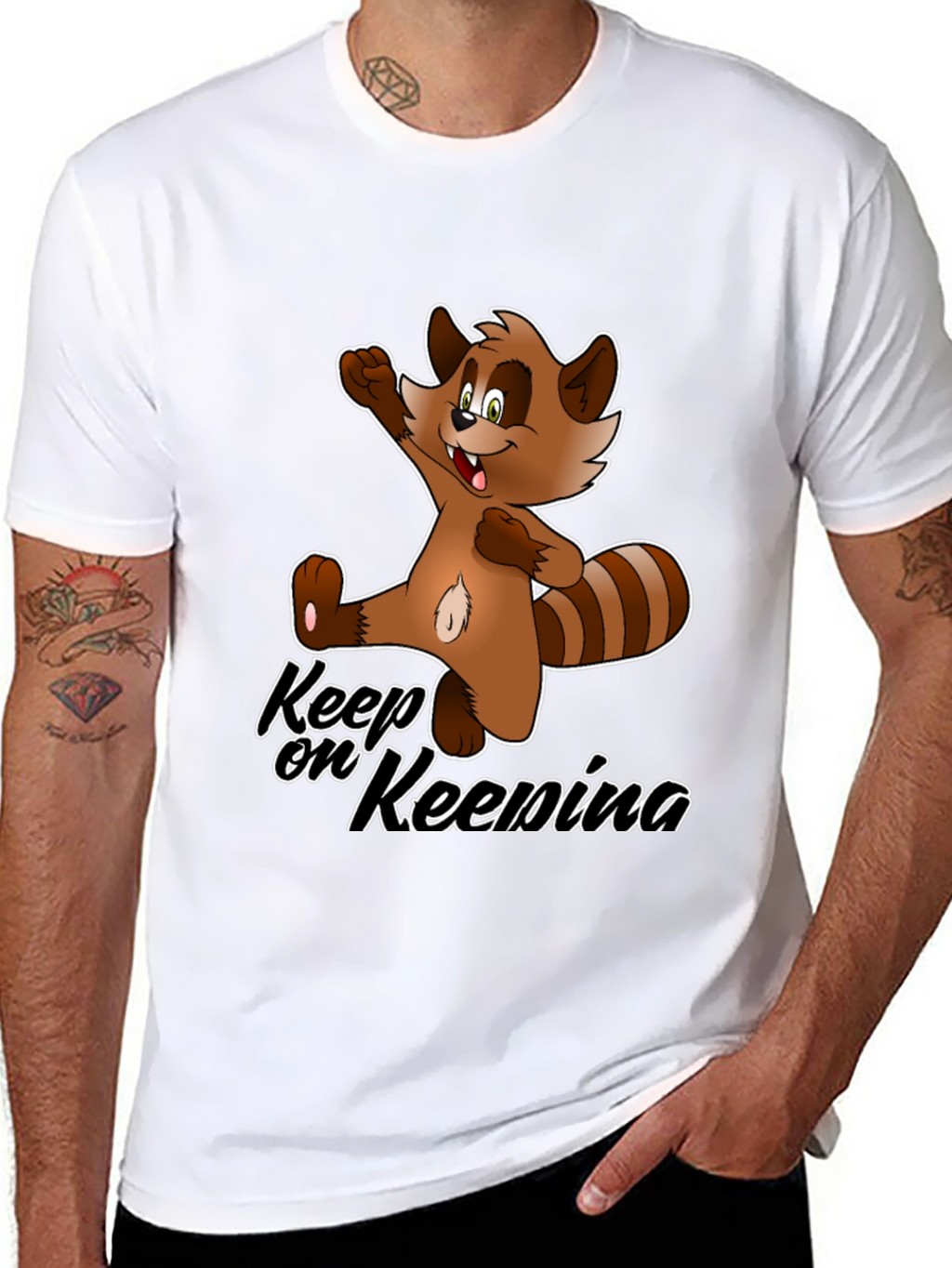 Keep On Keenina T-Shirt - Cartoon Raccoon