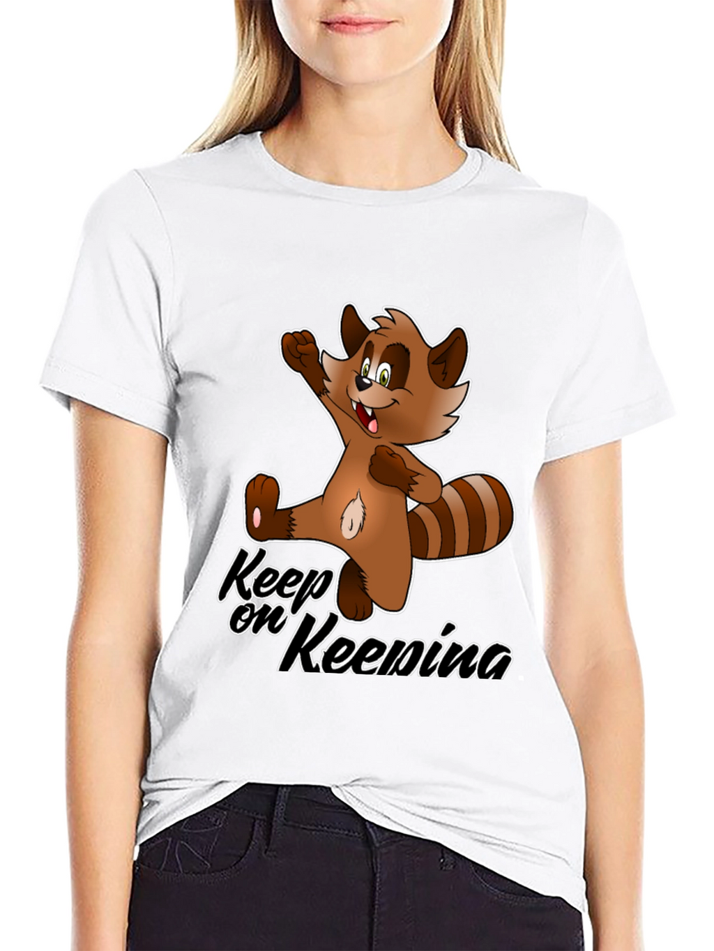 Keep On Keenina T-Shirt - Cartoon Raccoon