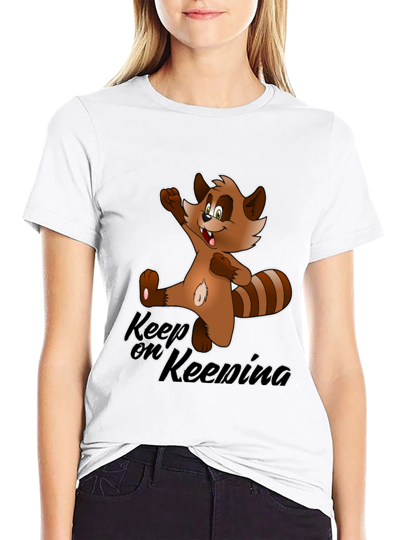 Keep On Keenina T-Shirt - Cartoon Raccoon