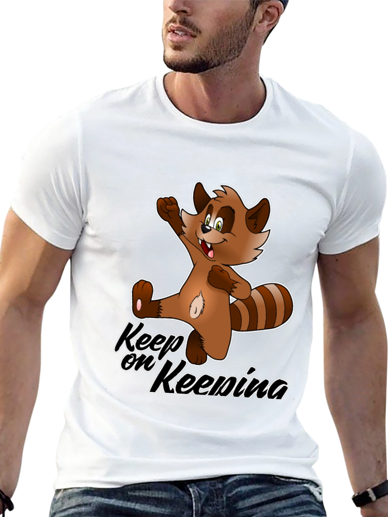 Keep On Keenina T-Shirt - Cartoon Raccoon