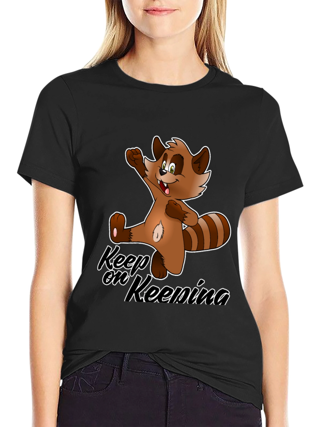 Keep On Keenina T-Shirt - Cartoon Raccoon