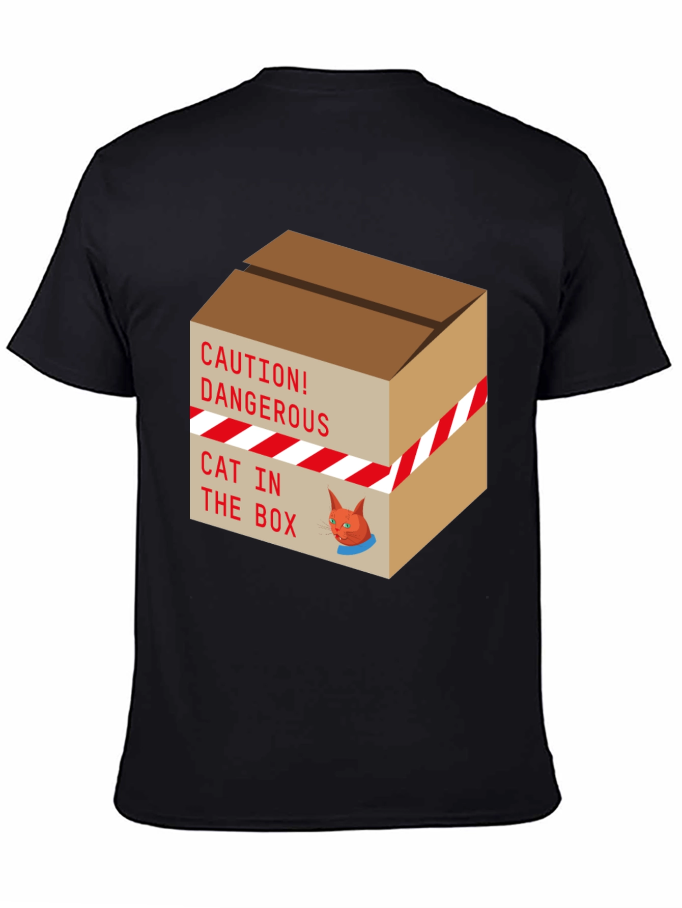 Caution Cat In Box T-Shirt Funny Graphic Tee