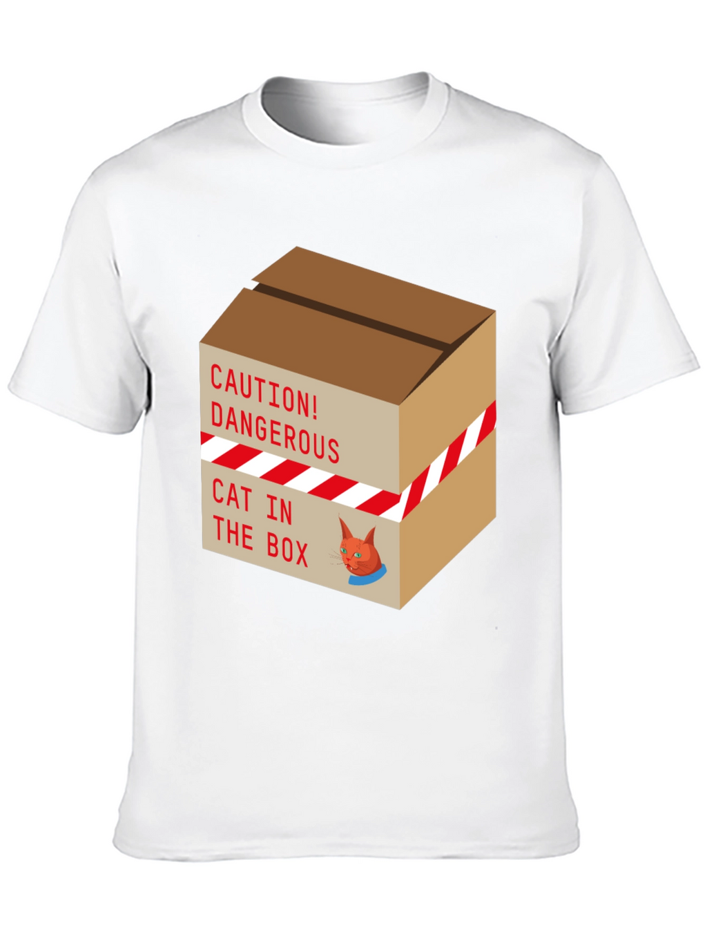 Caution Cat In Box T-Shirt Funny Graphic Tee