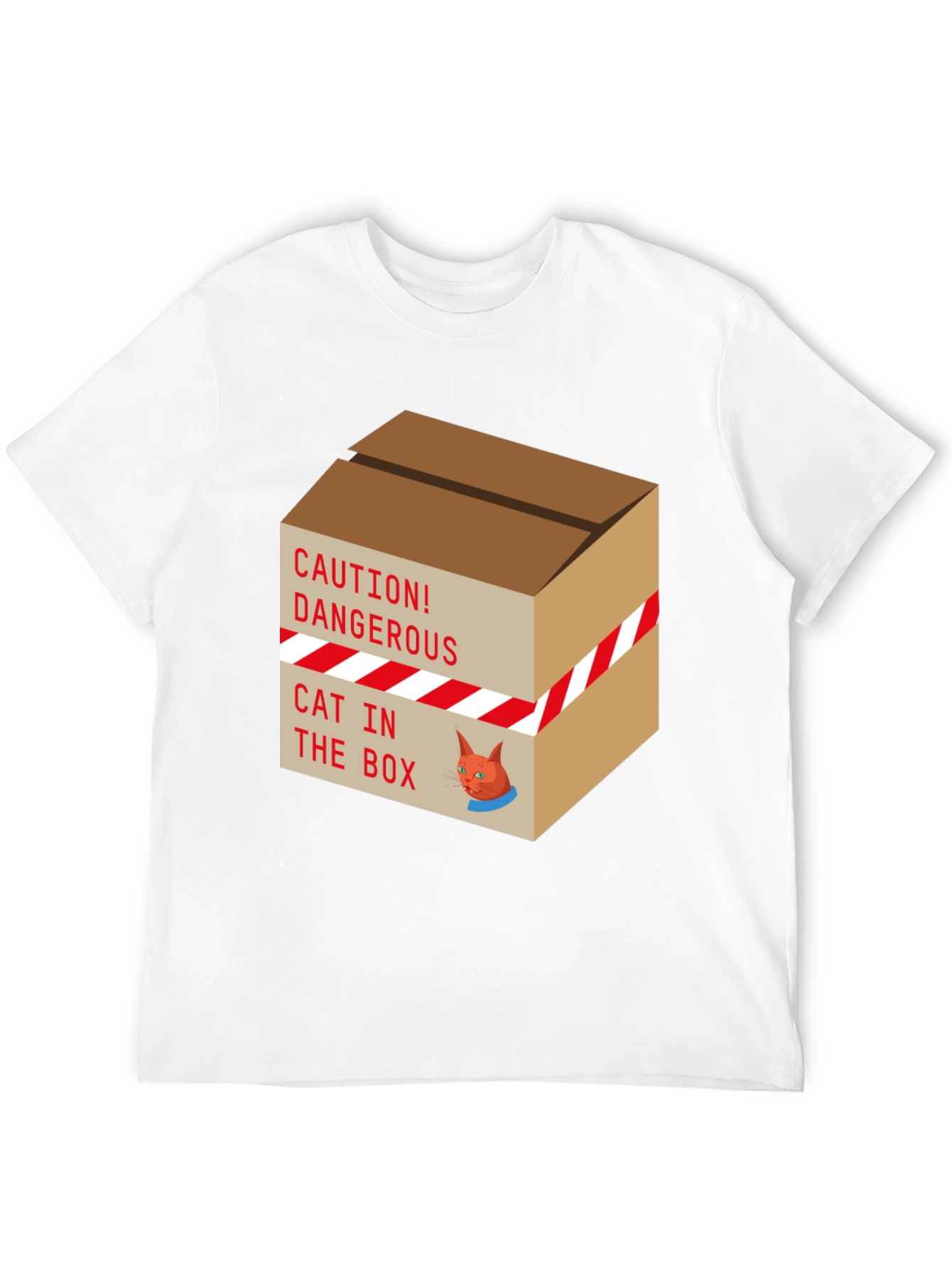 Caution Cat In Box T-Shirt Funny Graphic Tee