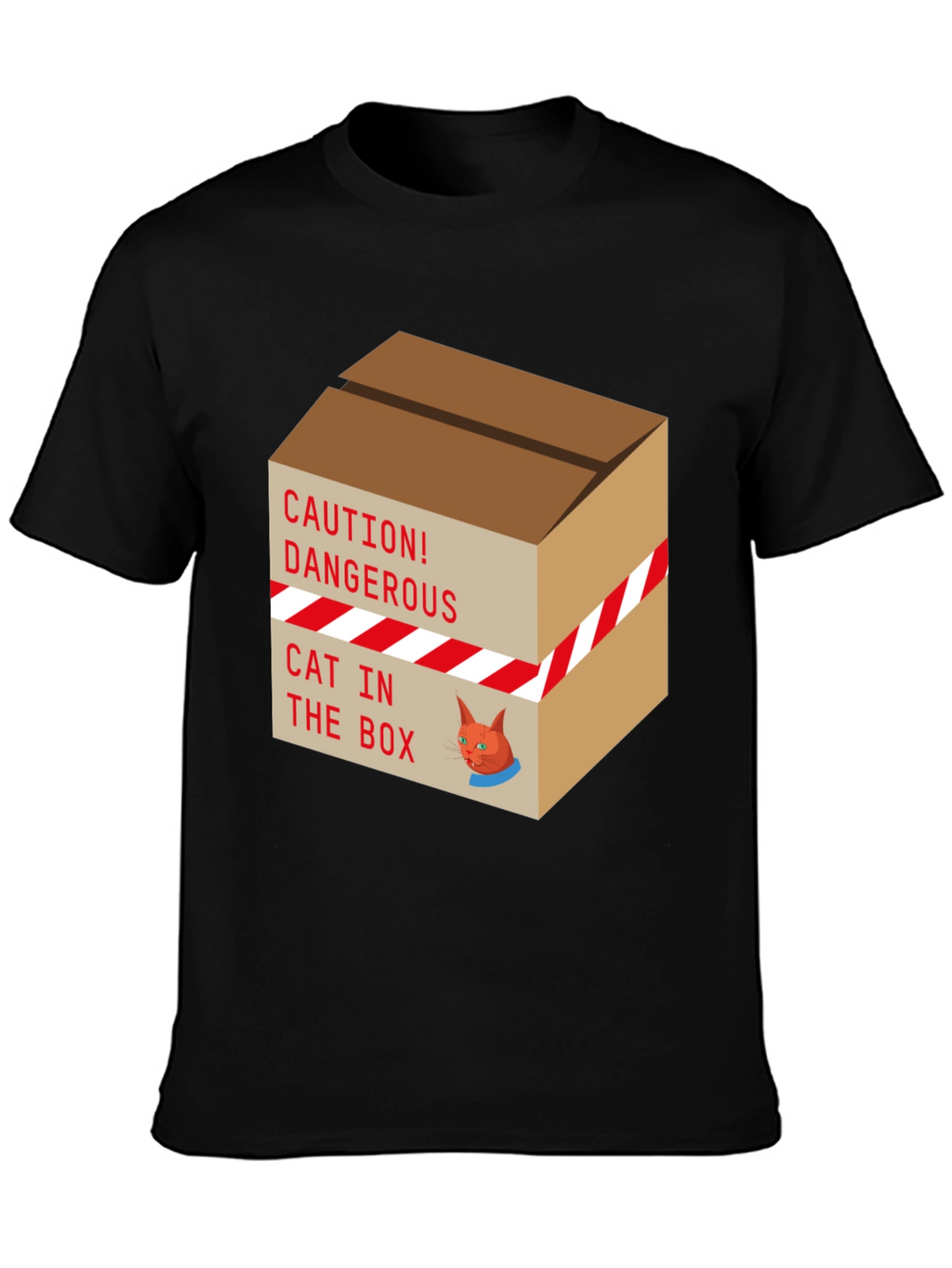 Caution Cat In Box T-Shirt Funny Graphic Tee