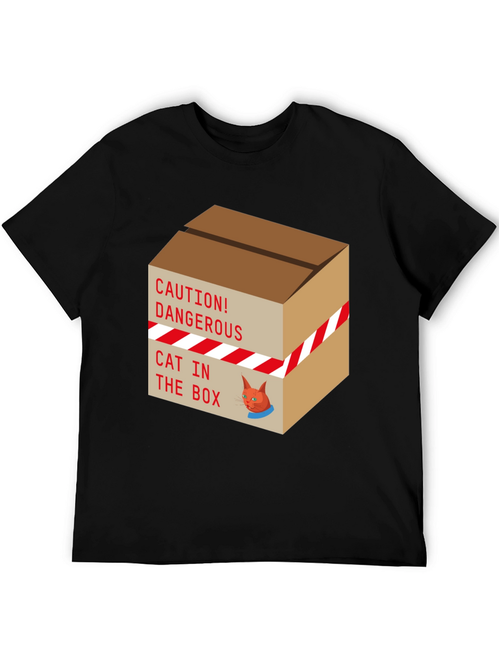Caution Cat In Box T-Shirt Funny Graphic Tee