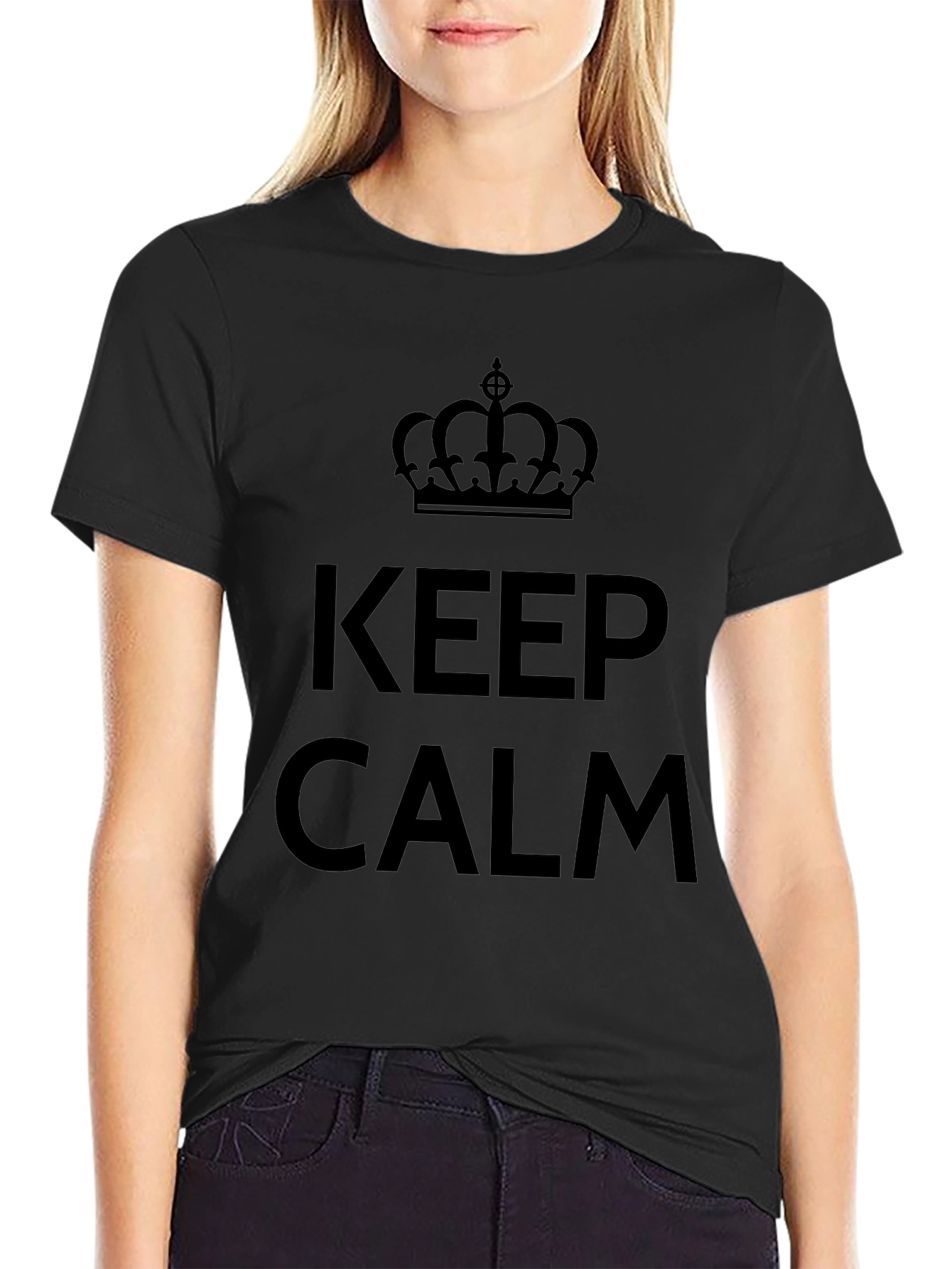 Keep Calm Crown Graphic Tee - Black