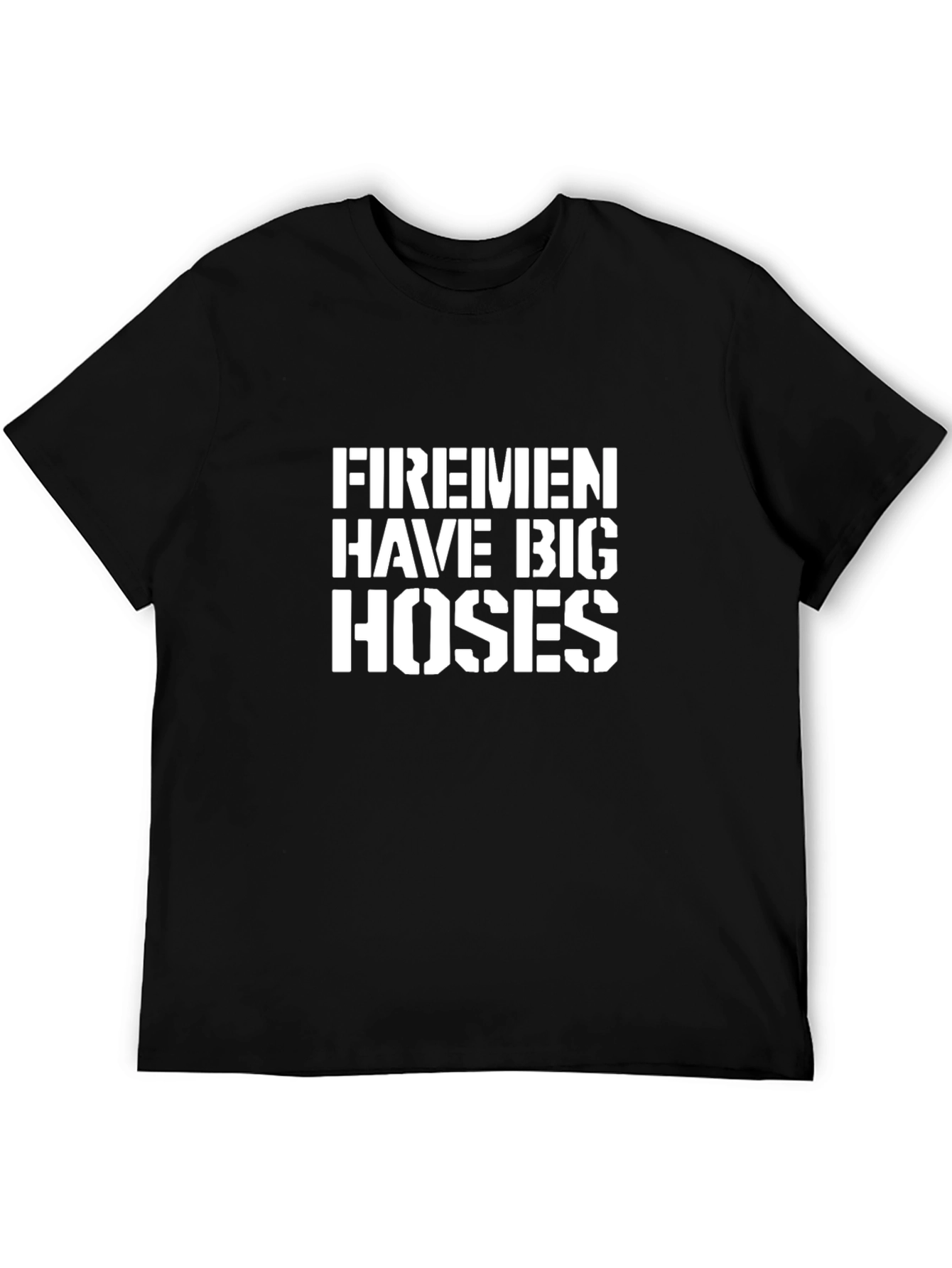Firemen Big Hoses Black Cotton T-Shirt