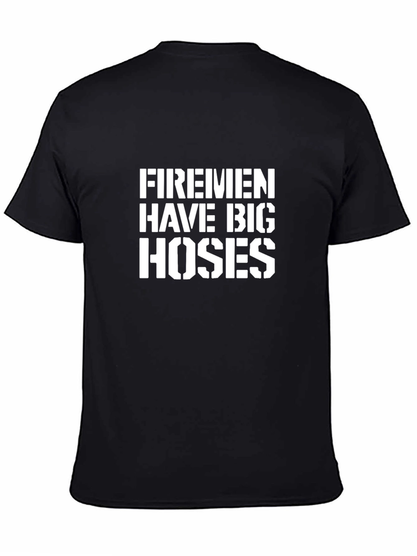 Firemen Big Hoses Black Cotton T-Shirt