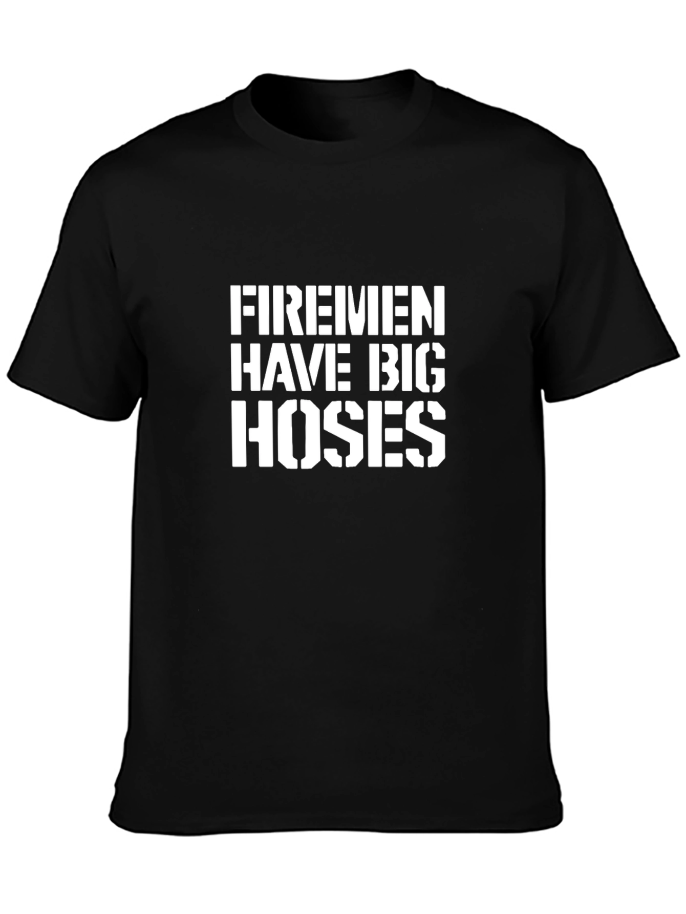 Firemen Big Hoses Black Cotton T-Shirt
