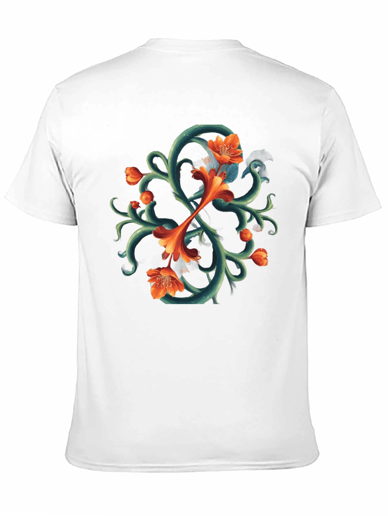 Floral Vines Graphic Tee - Black Cotton T-Shirt