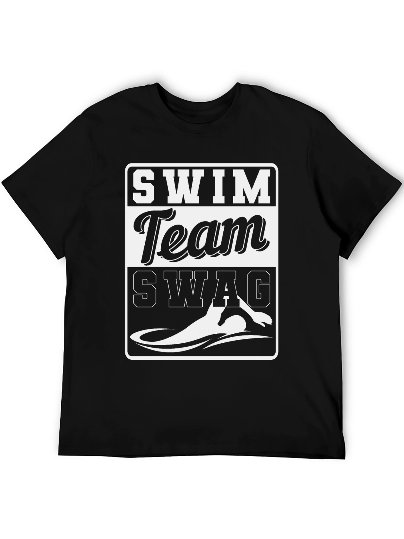 Swim Team Swag Graphic Tee - Black Cotton T-Shirt
