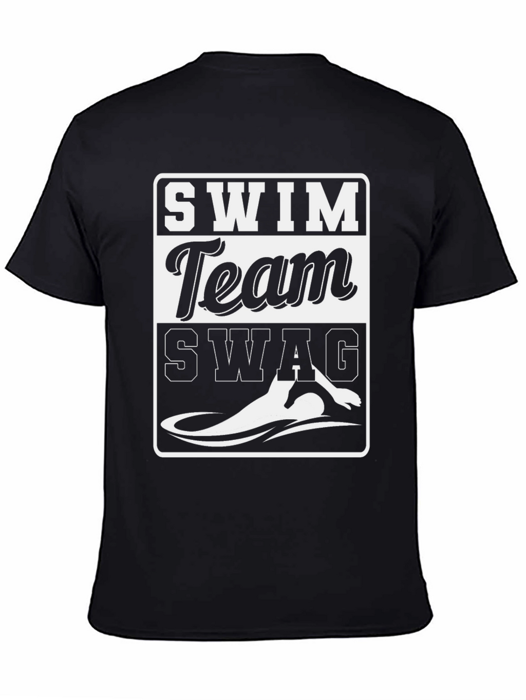 Swim Team Swag Graphic Tee - Black Cotton T-Shirt
