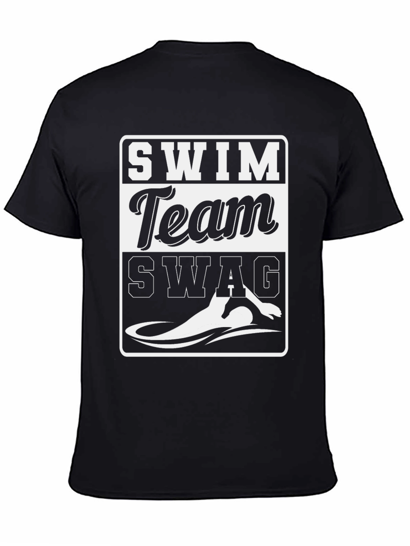 Swim Team Swag Graphic Tee - Black Cotton T-Shirt