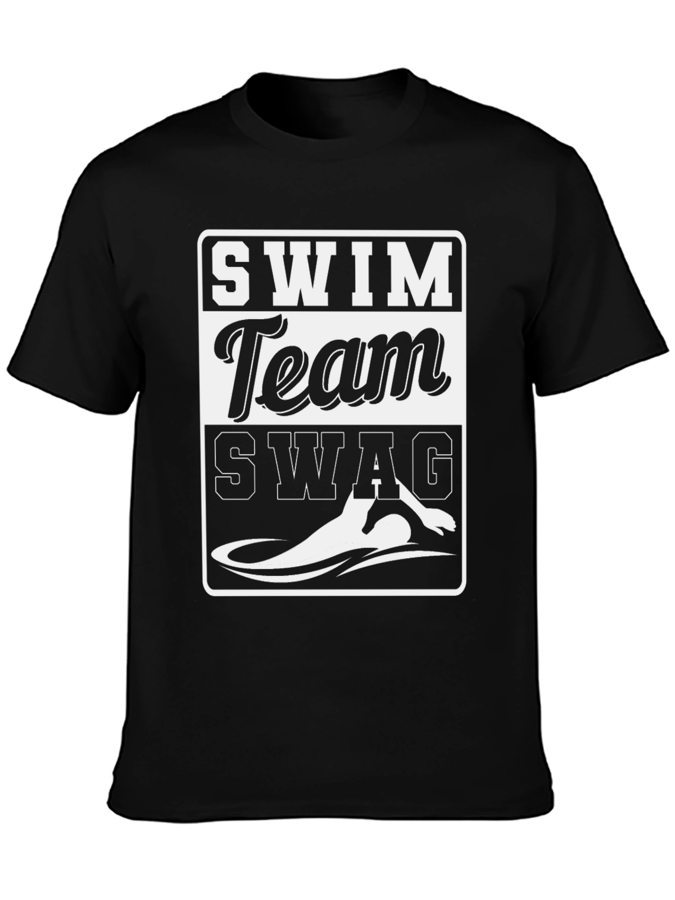 Swim Team Swag Graphic Tee - Black Cotton T-Shirt