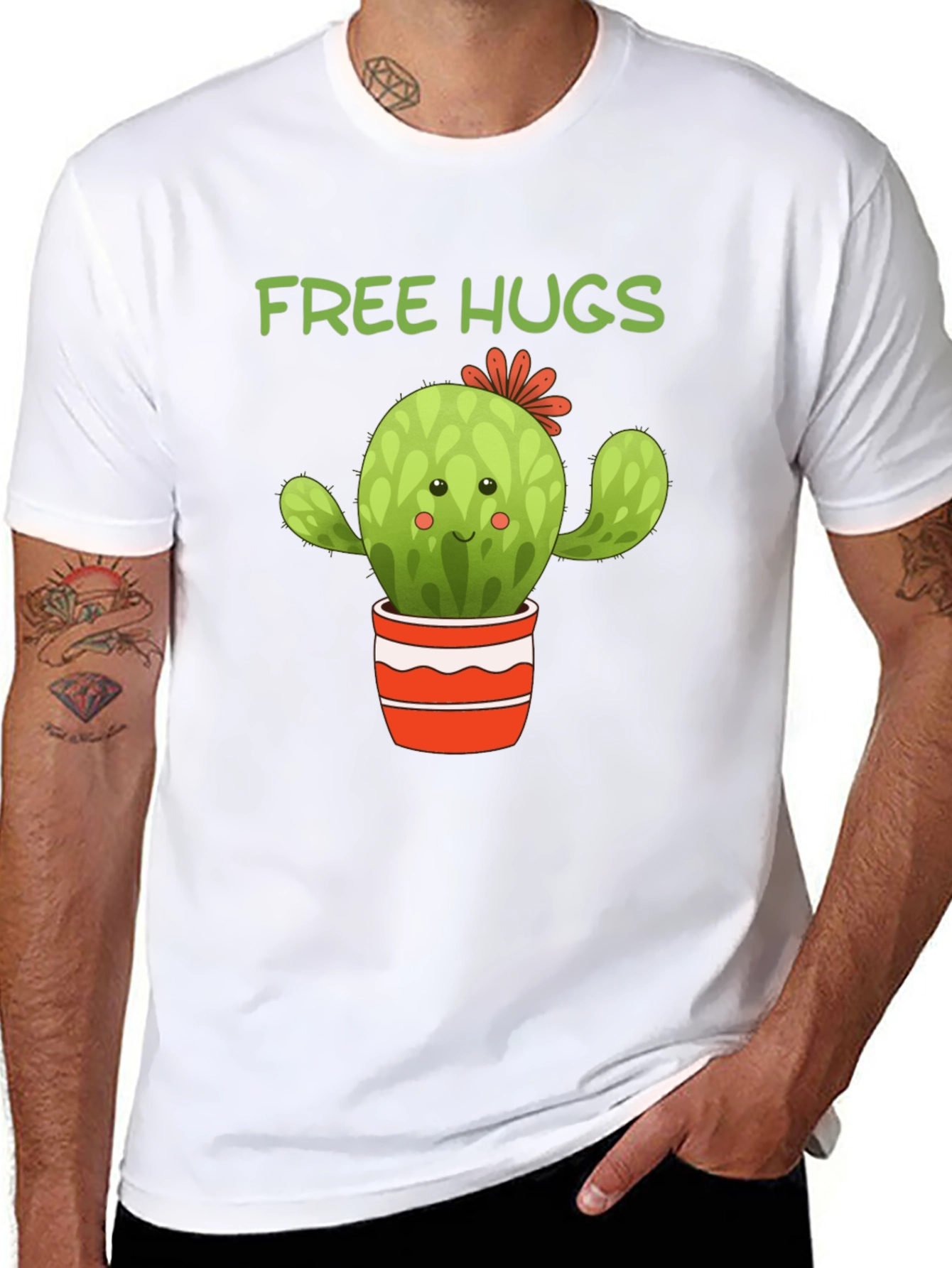Free Hugs Cactus T-Shirt - Cute Graphic Tee
