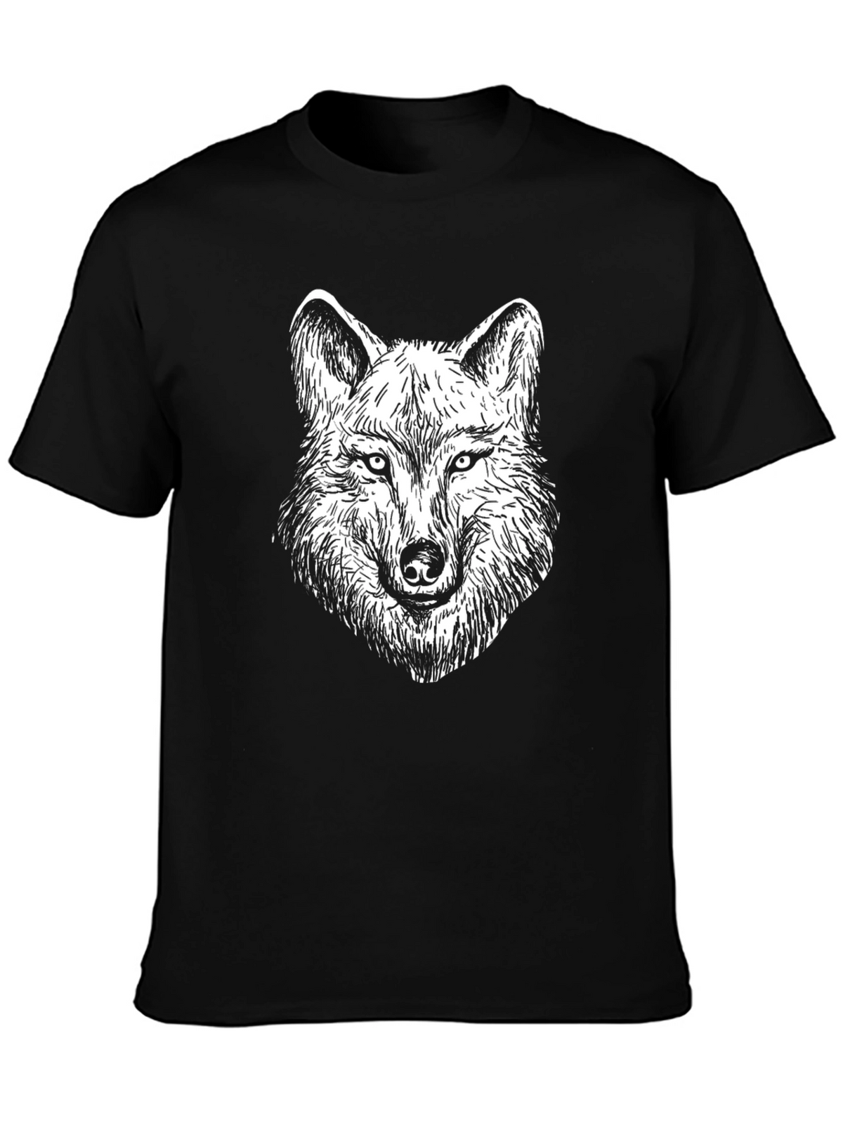 Wolf Graphic Tee - Black Cotton Blend Shirt