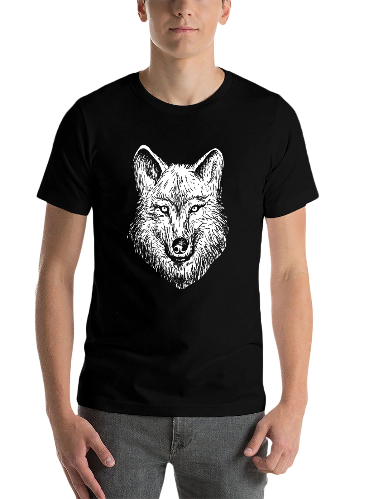 Wolf Graphic Tee - Black Cotton Blend Shirt