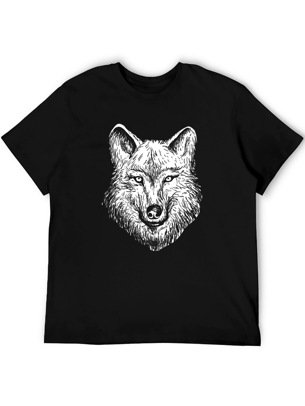 Wolf Graphic Tee - Black Cotton Blend Shirt
