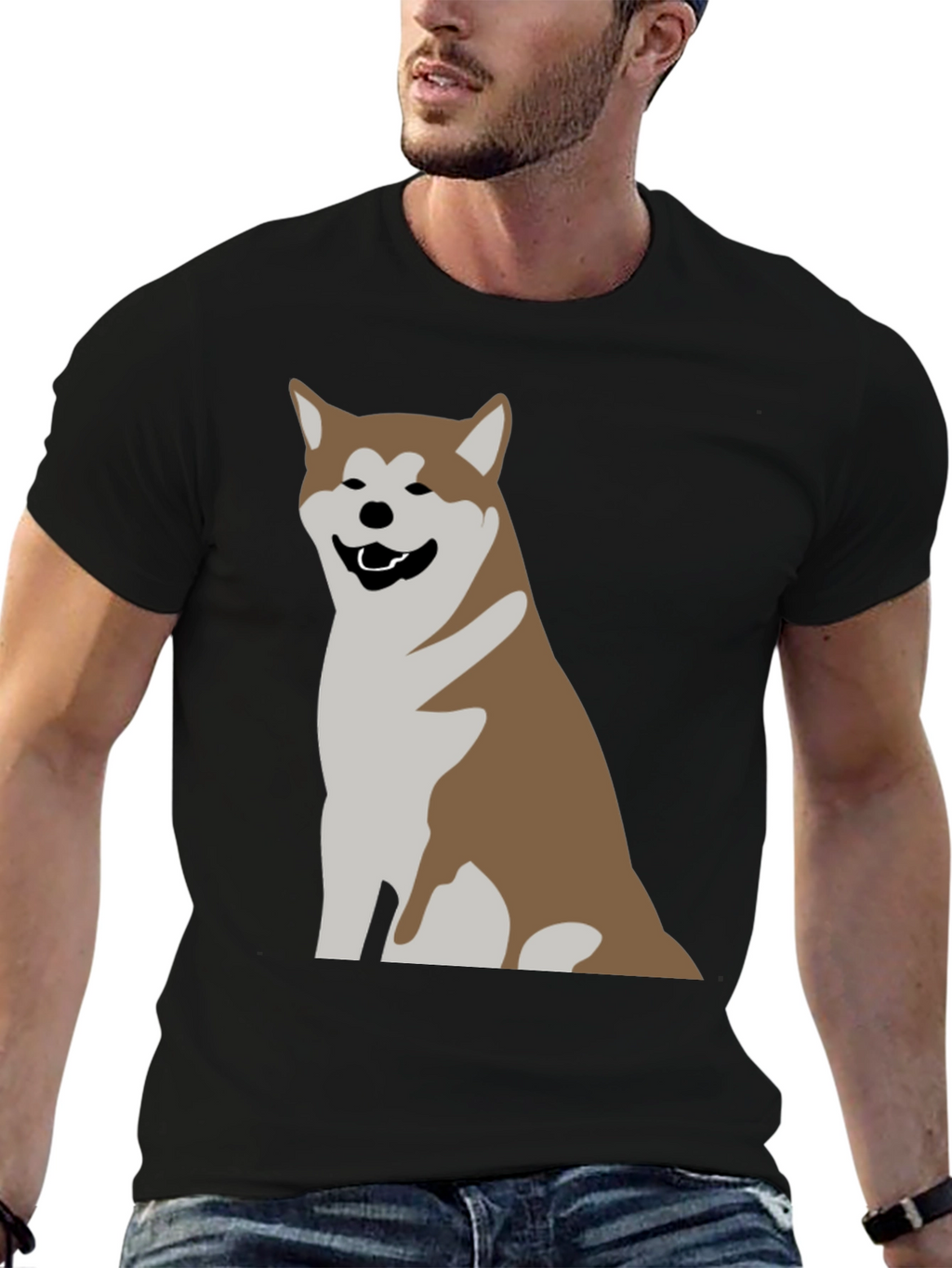 Akita Dog Graphic Print T-Shirt - Casual Comfort