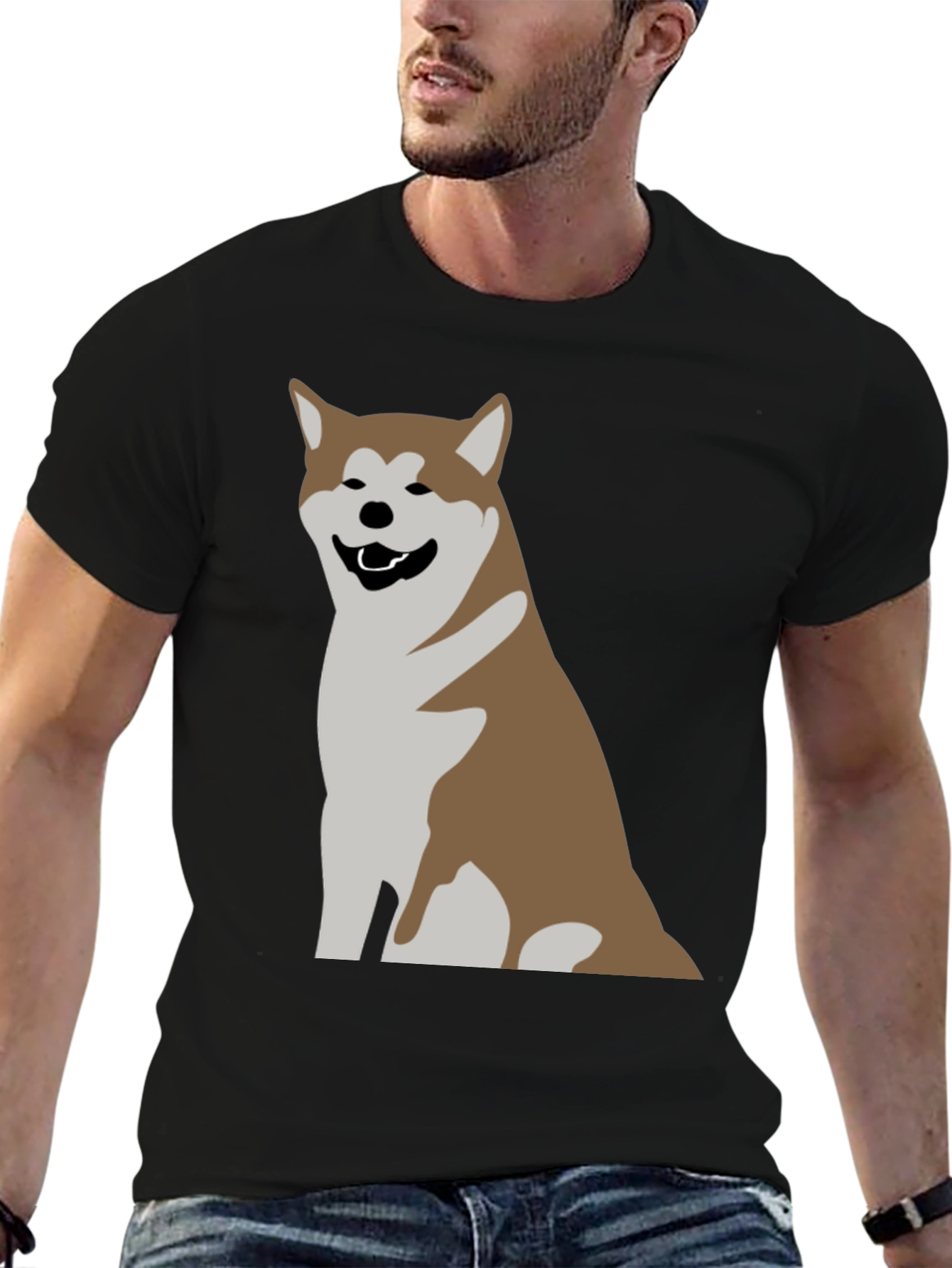 Akita Dog Graphic Print T-Shirt - Casual Comfort