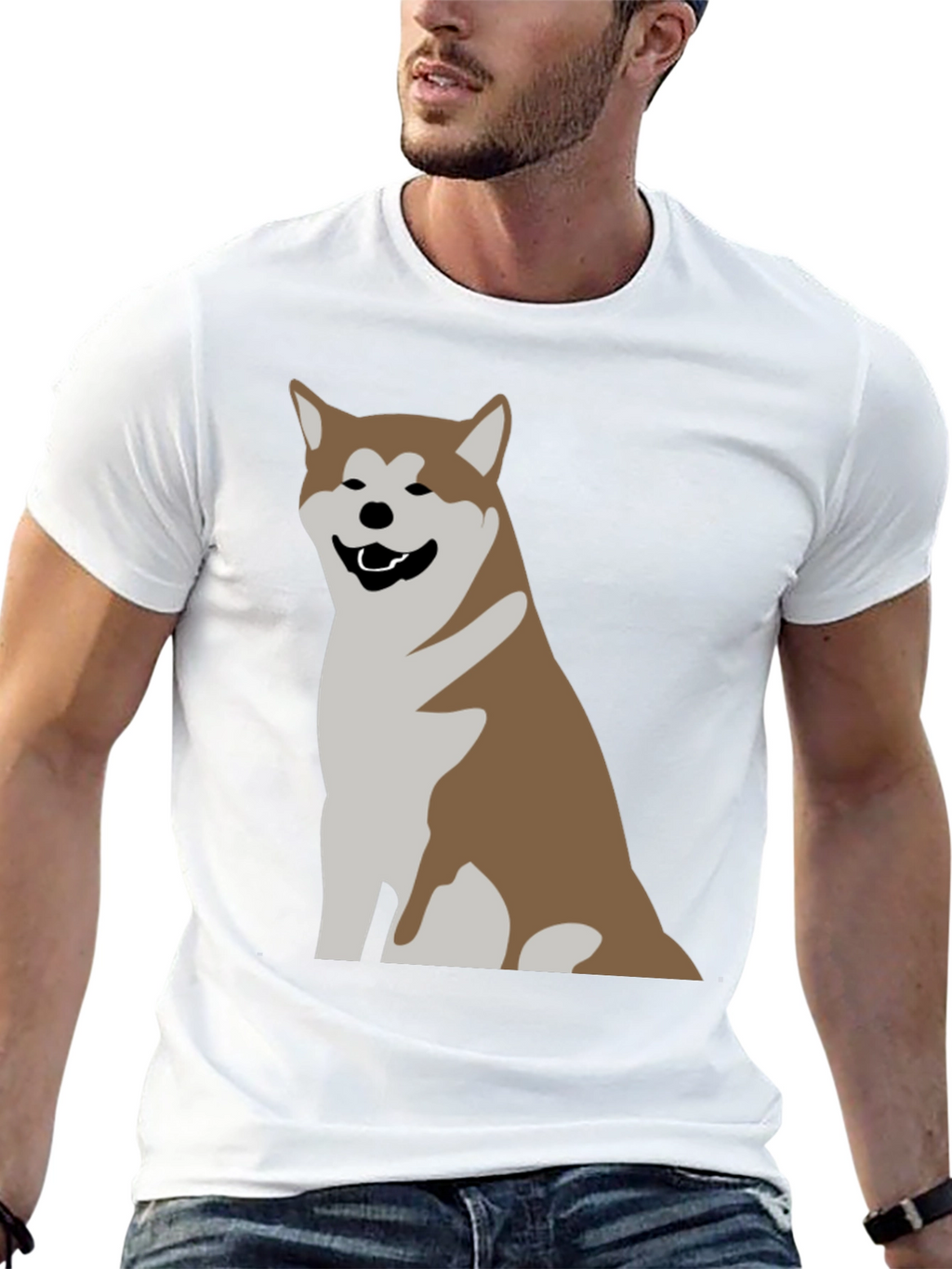 Akita Dog Graphic Print T-Shirt - Casual Comfort
