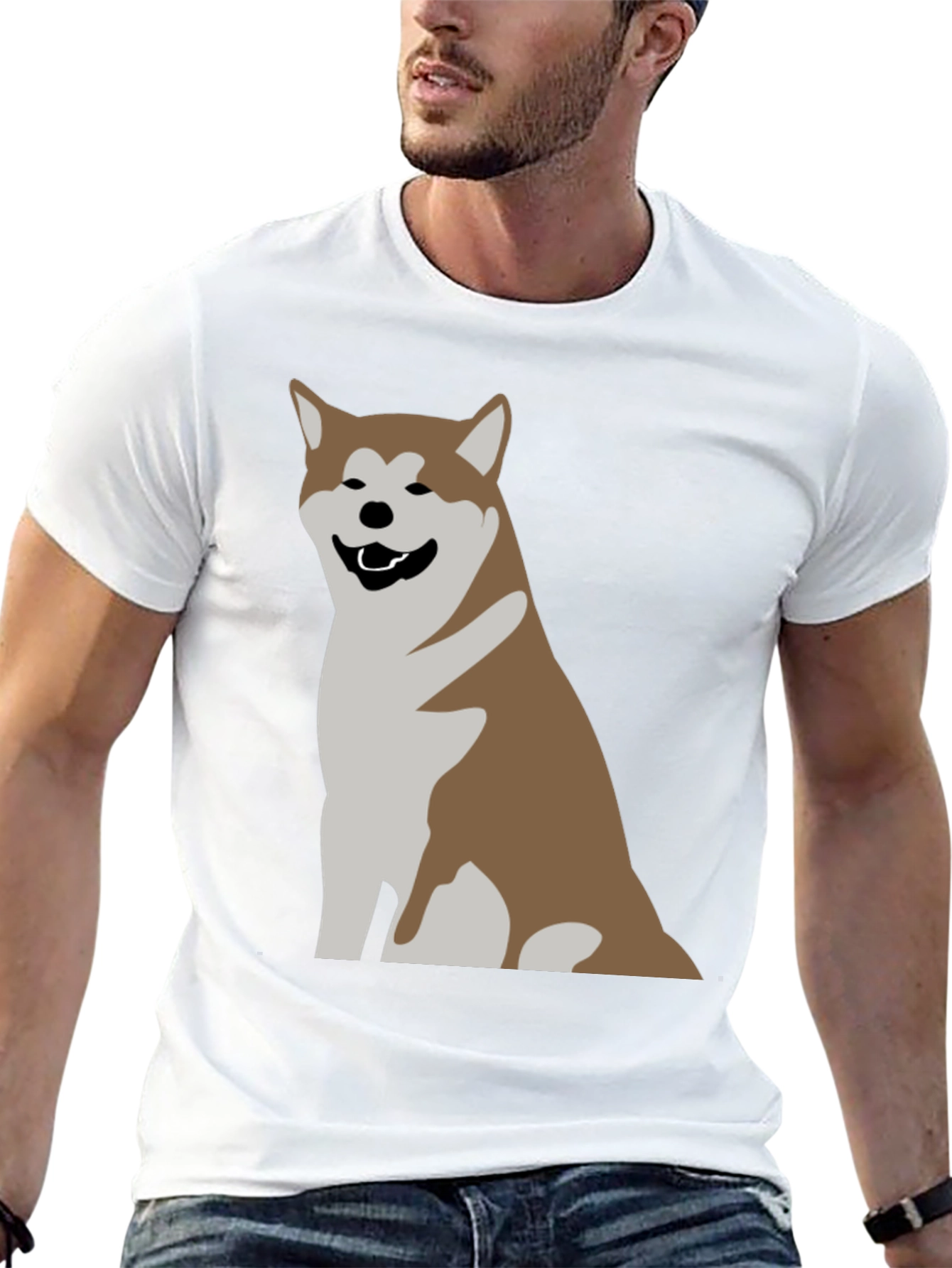 Akita Dog Graphic Print T-Shirt - Casual Comfort