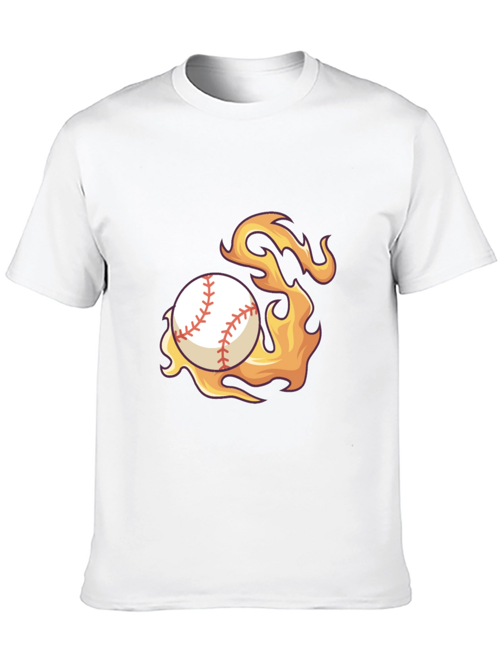 Flaming Baseball Graphic Tee - Black Cotton Shirt