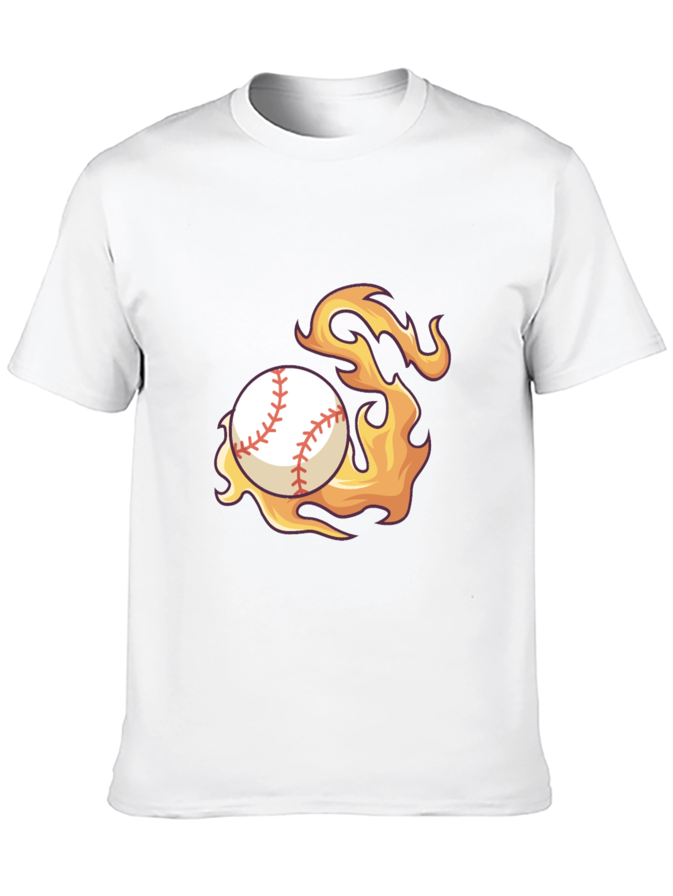 Flaming Baseball Graphic Tee - Black Cotton Shirt