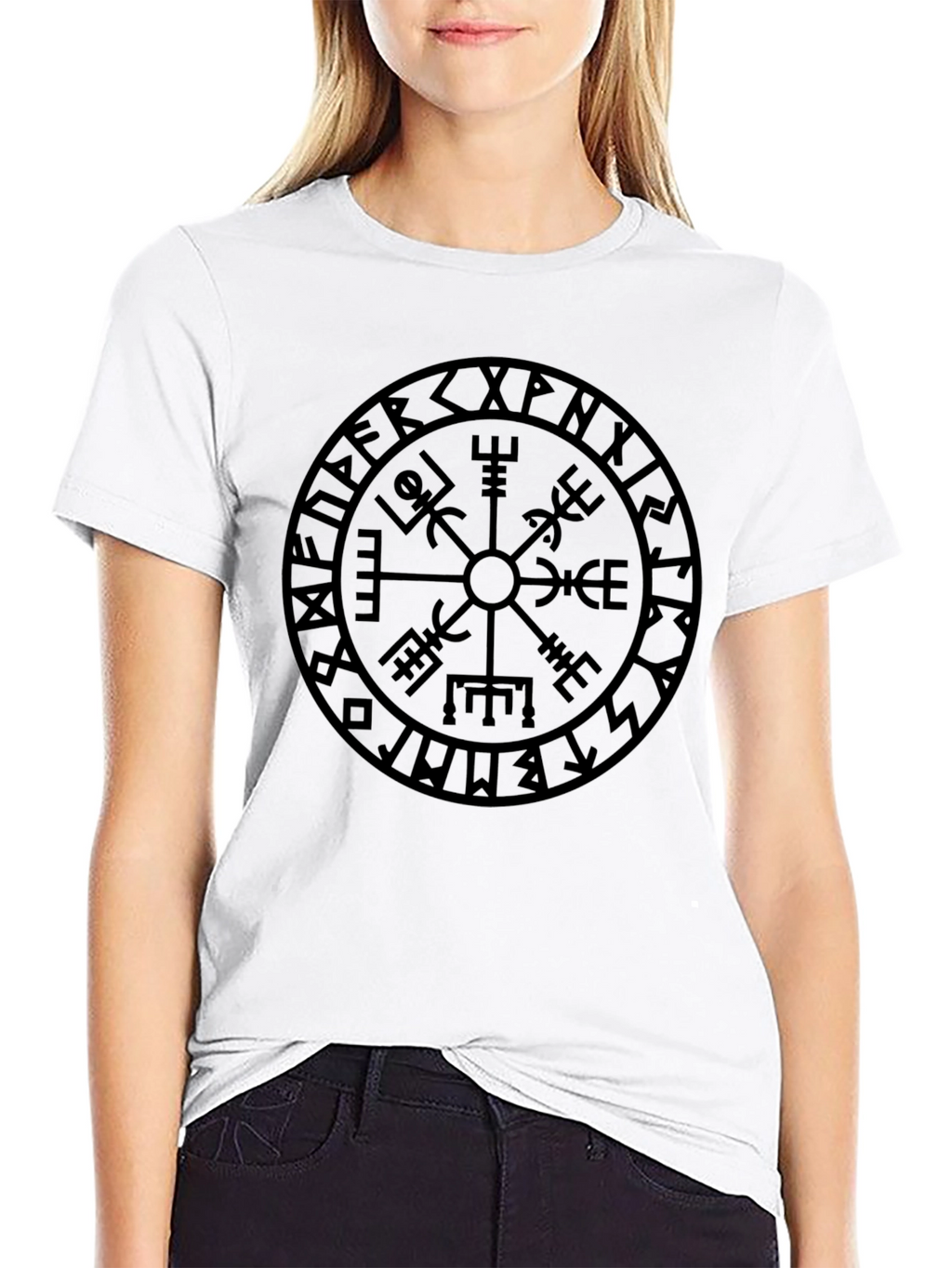 Vegvisir Compass T-Shirt - Viking Runes Graphic Tee