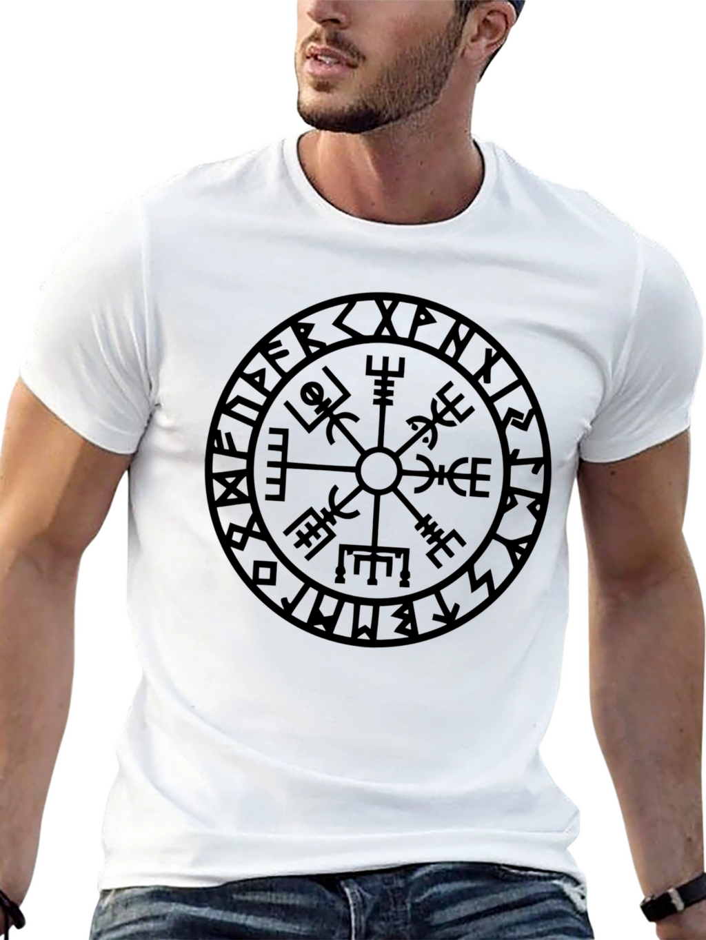 Vegvisir Compass T-Shirt - Viking Runes Graphic Tee