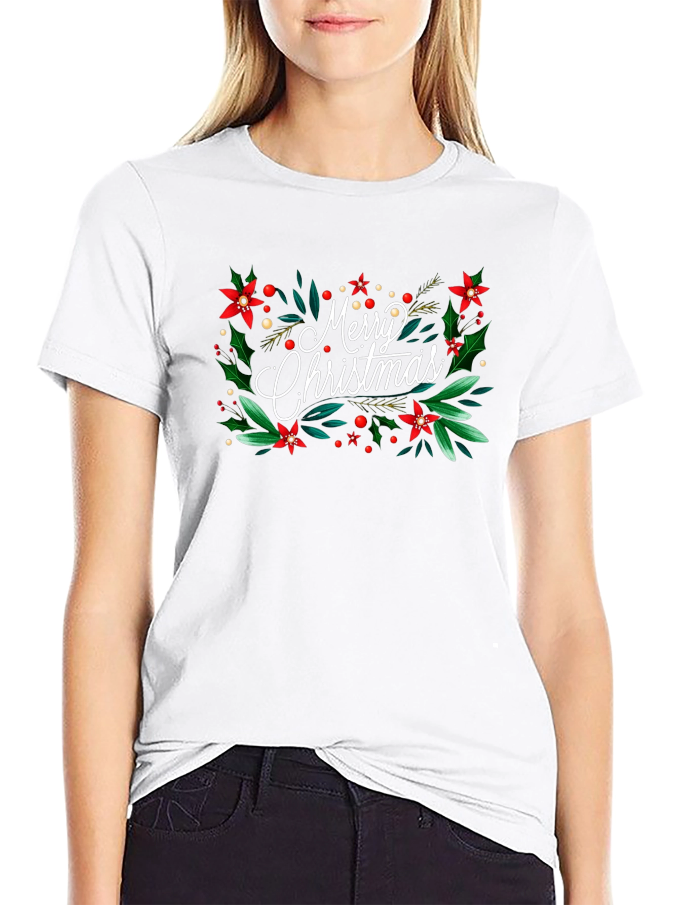 Festive Merry Christmas Graphic Tee - Holiday Cheer
