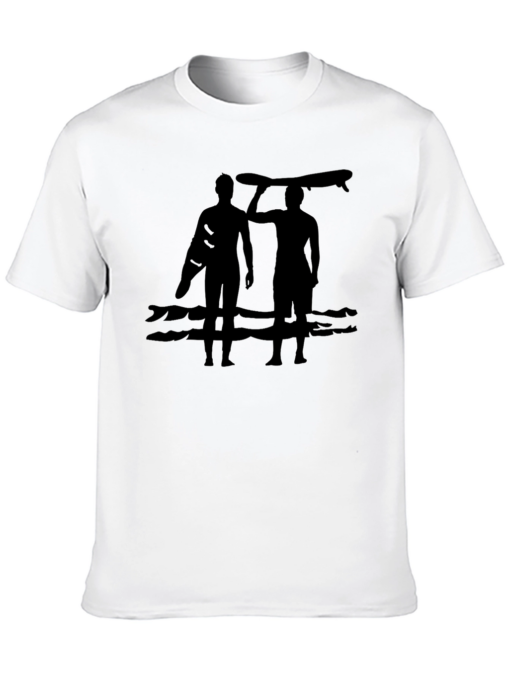 Surfer Silhouette Graphic Tee - Casual Cotton Shirt