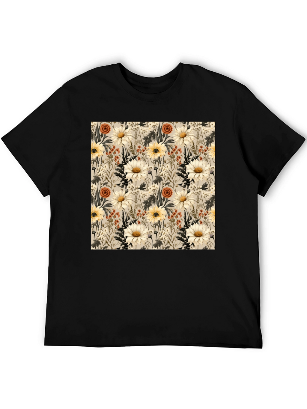 Floral Pattern Graphic Tee - Unique Botanical Design