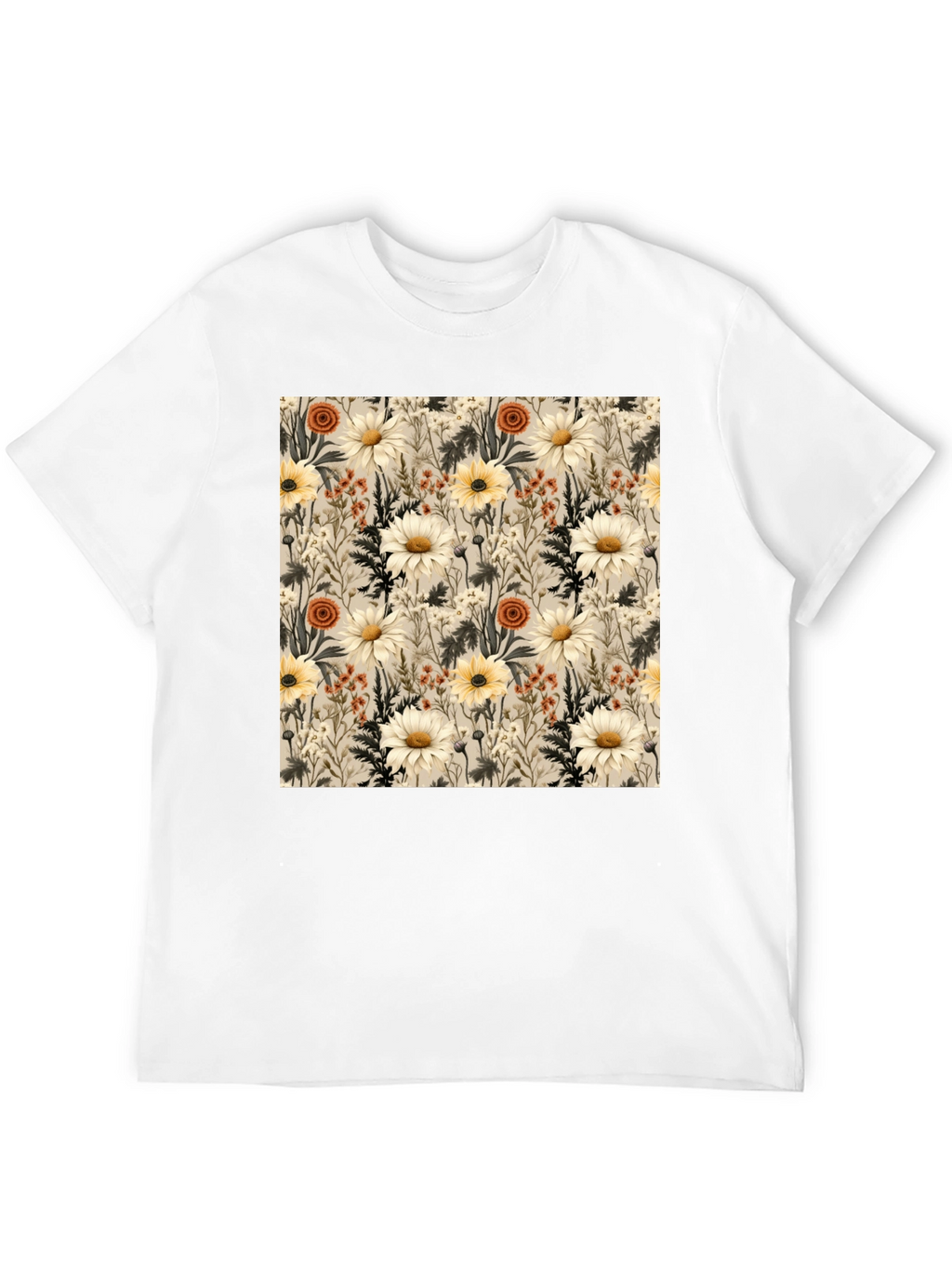 Floral Pattern Graphic Tee - Unique Botanical Design
