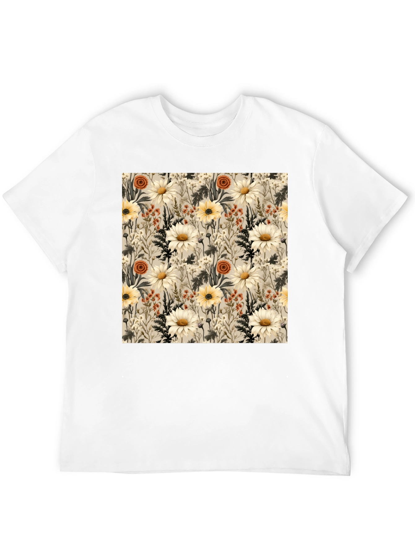 Floral Pattern Graphic Tee - Unique Botanical Design