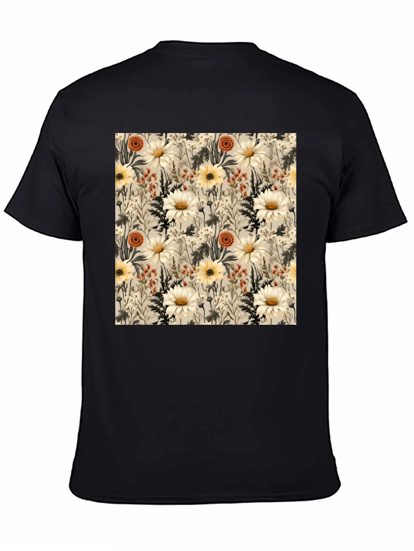 Floral Pattern Graphic Tee - Unique Botanical Design
