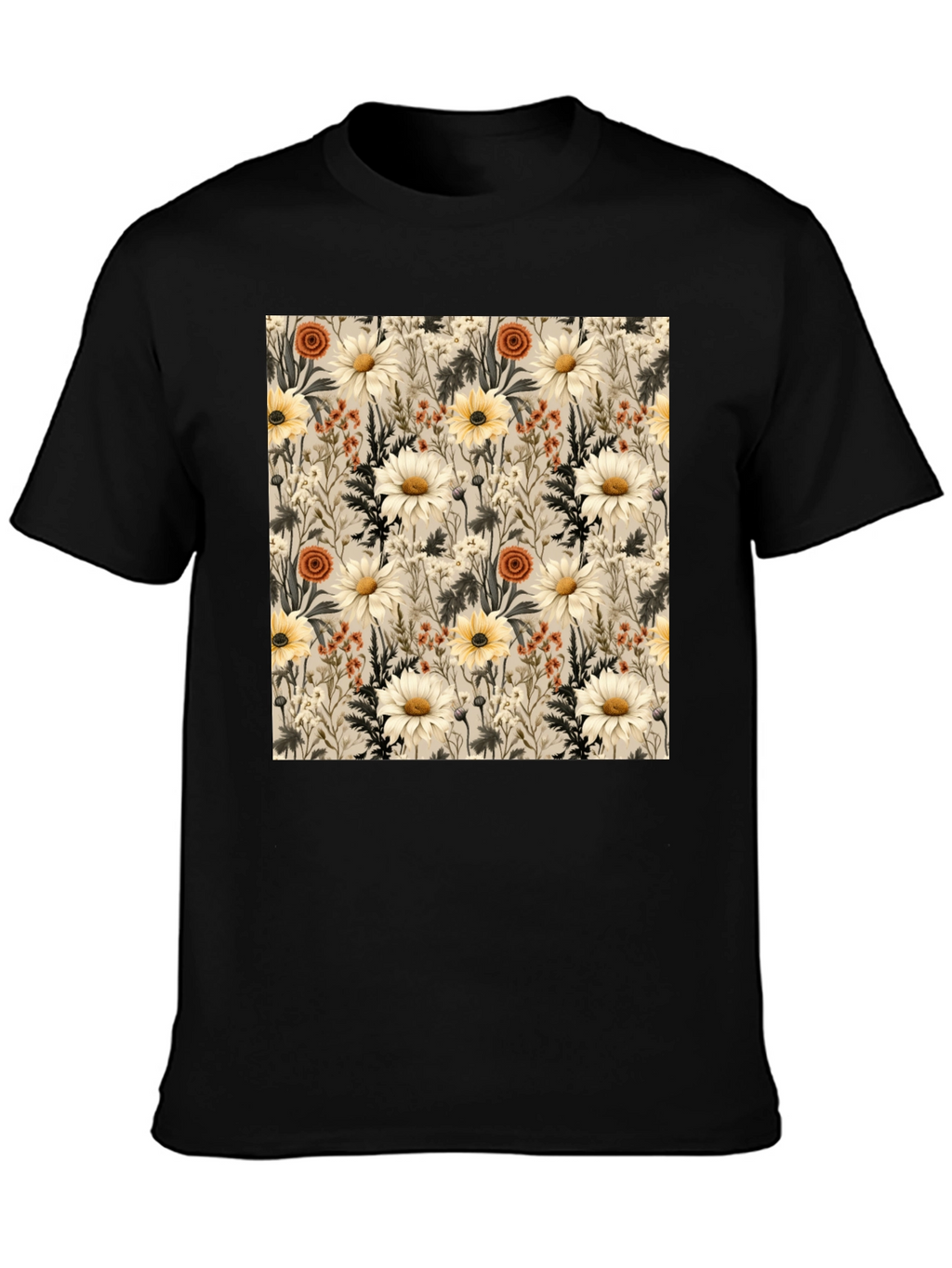 Floral Pattern Graphic Tee - Unique Botanical Design