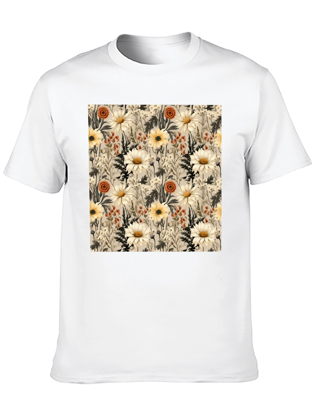 Floral Pattern Graphic Tee - Unique Botanical Design